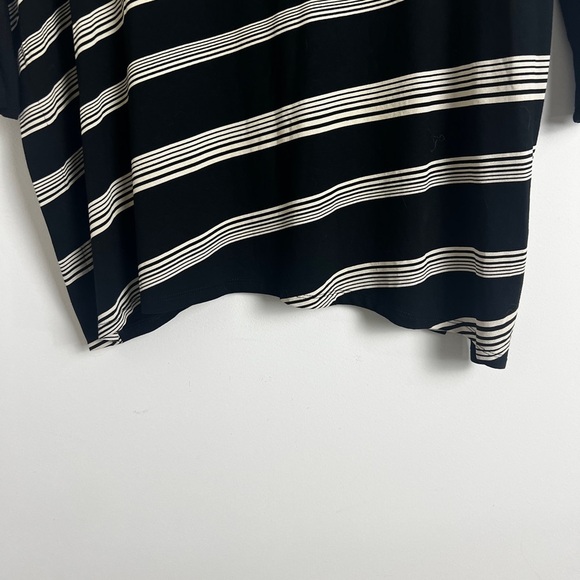 J.Jill Wearever Collection Black Beige Diagonal Stripe Batwing Sleeve Tunic Top - Picture 5 of 9